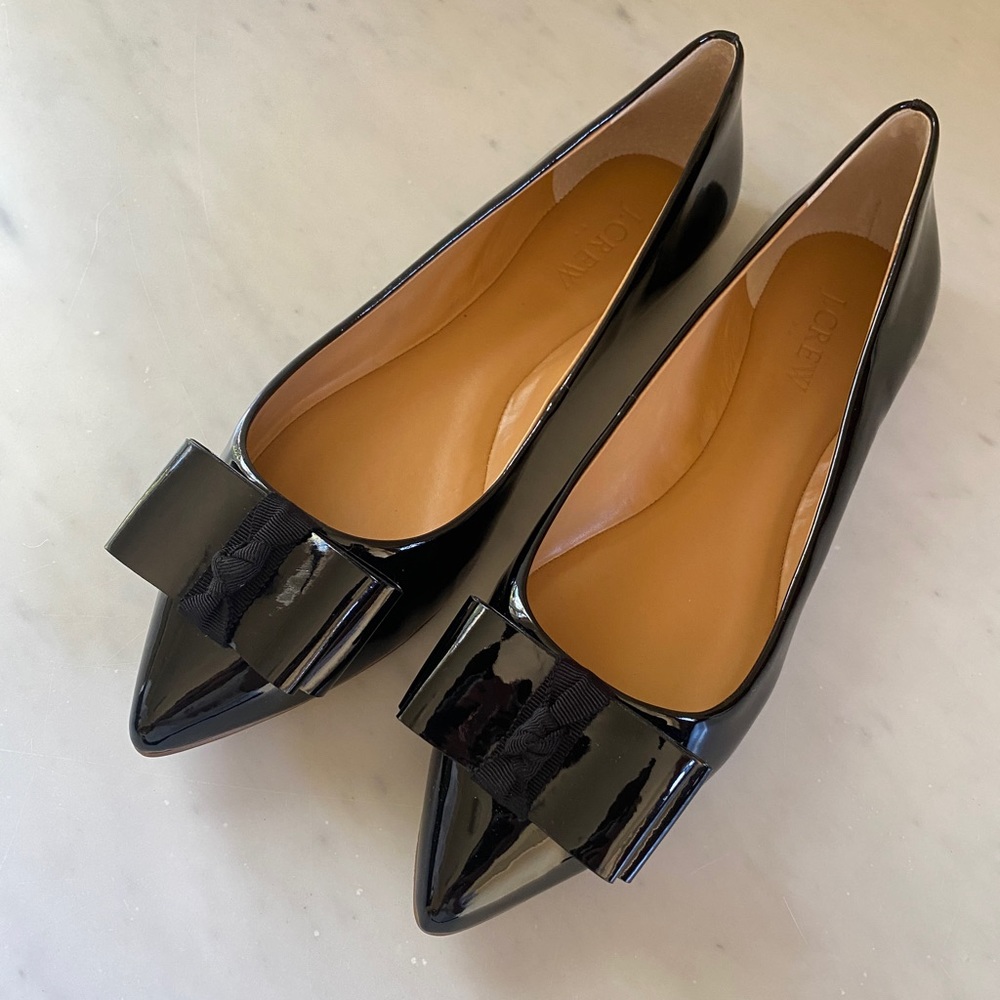 JCrew Emery Patent Bow Flats- size 8